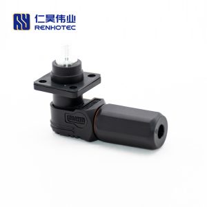 Energy Battery Storage Connector Surlok Plug Male Right Angle 120A 8mm 25mm² IP67 Black