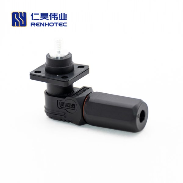 Energy Battery Storage Connector Surlok Plug Male Right Angle 120A 8mm 25mm² IP67 Black