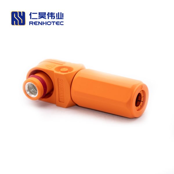 Energy Battery Storage Connector Surlok Plug Male Right Angle 120A 8mm 25mm² IP67 Orange