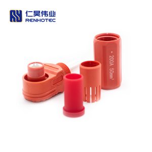 Energy Battery Storage Connector Surlok Plug Male Right Angle 200A 8mm 50mm² IP67 Red