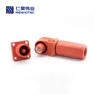 Energy Battery Storage Connector Surlok Plug Male Right Angle 200A 8mm 50mm² IP67 Red