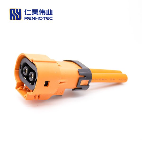 HVSL Connector Straight 3.6mm 50A 2 Pin Plastic Orange Plug with Cable 0.1m