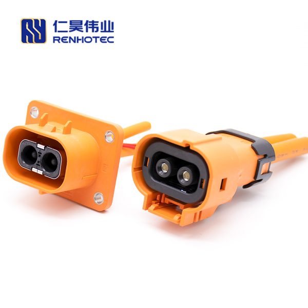 HVSL Connector Straight 3.6mm 50A 2 Pin Plastic Orange Plug with Cable 0.1m