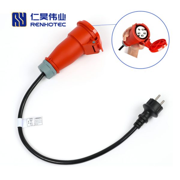 IEC 62196 Type 2 AC 16A 250V Plug Three Phase Connector to CEE EV Charger Mode 2 with 5 Meters Cable