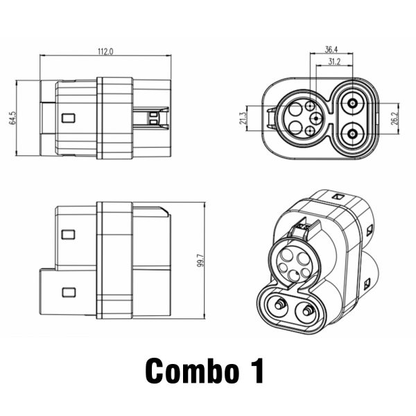 CCS COMBO1 Plug to CCS COMBO2 Plug EV Fast Charger voltage 150A 1000V Adapter