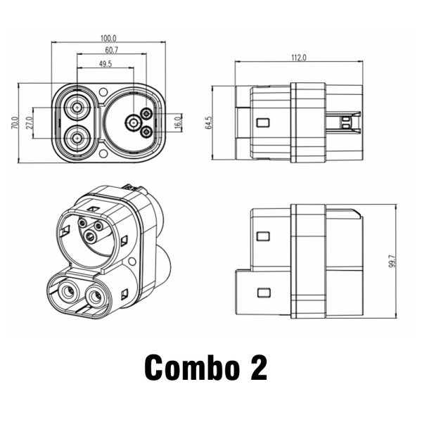 CCS COMBO1 Plug to CCS COMBO2 Plug EV Fast Charger voltage 150A 1000V Adapter