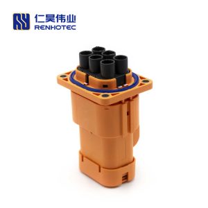 High Voltage Interlock Connector Low Current 6Pin 40A 6mm² Straight Plug Plastic