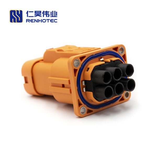 High Voltage Interlock Connector Low Current 6Pin 40A 6mm² Straight Plug Plastic