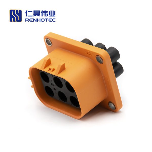 High Voltage Interlock Connector Low Current 6Pin 40A 6mm² Straight Plug Plastic