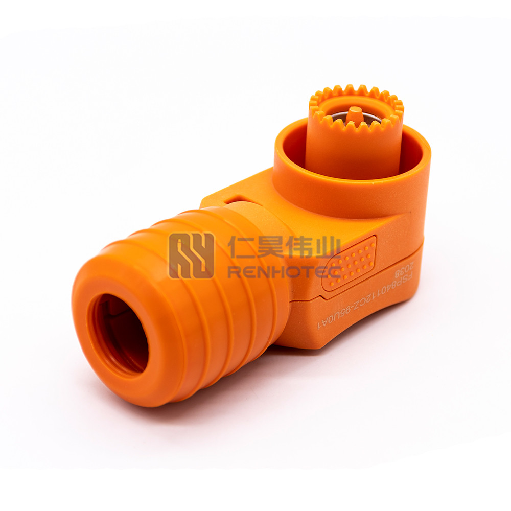 400A Surlok 120mm² Unshielded Battery Connector Angle Energy Storage Right Cable Orange