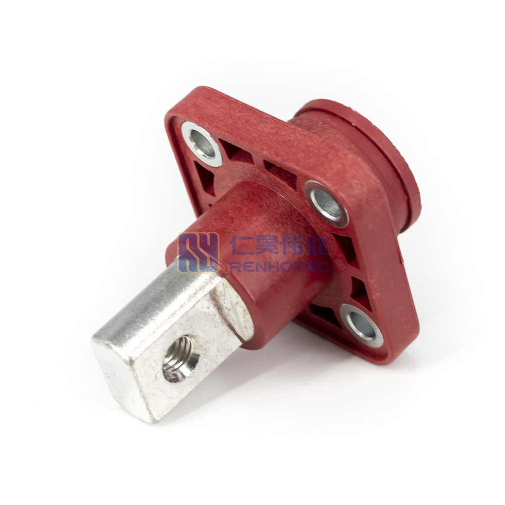 Single Stud Type Junction Blocks 200A Internal Screw (M8) Busbar with M6  Flange Mounting Red