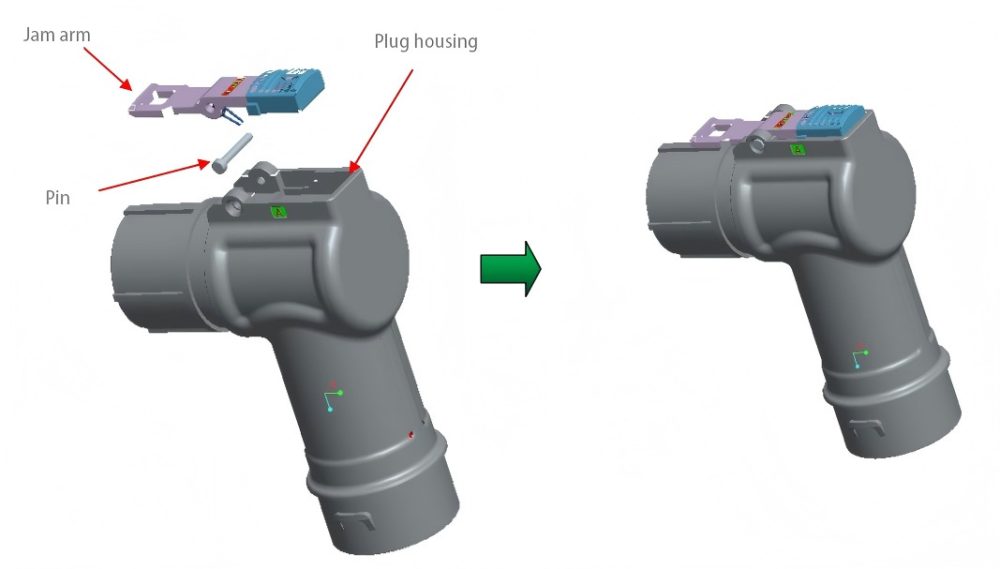 Assemble the Locking Slider and Latching Arm-HVIL Connector